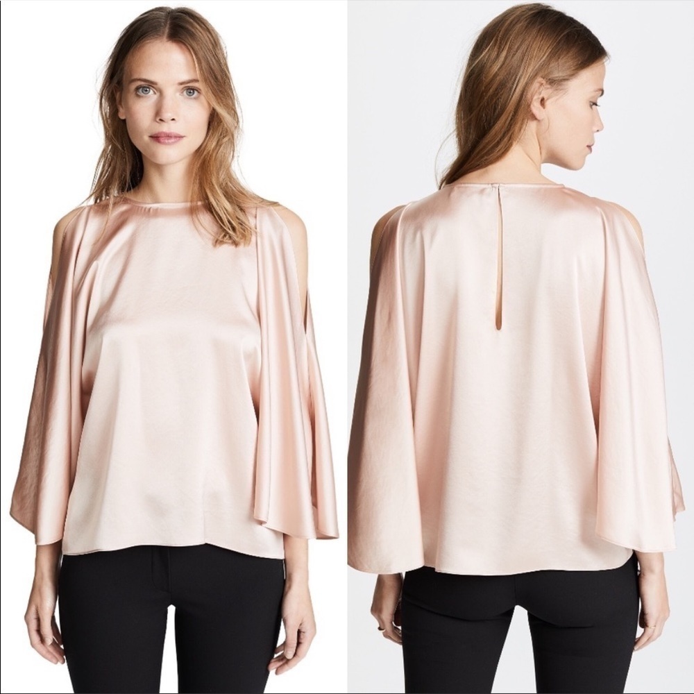 Ramy Brook Tiffany Cold-Shoulder Cape Blouse in Blush